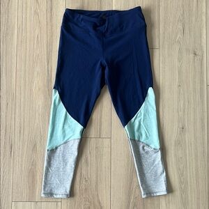 GAIAM Blue Colorblock Leggings Athletic Bottoms